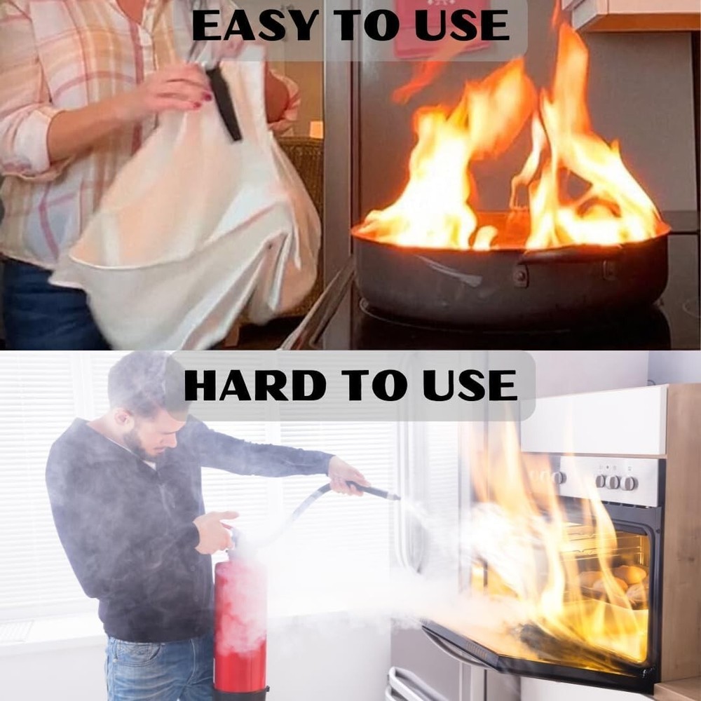 Fire Blankets 2 Pack Emergency Fire Suppression Heat Resistant Safety Blanket