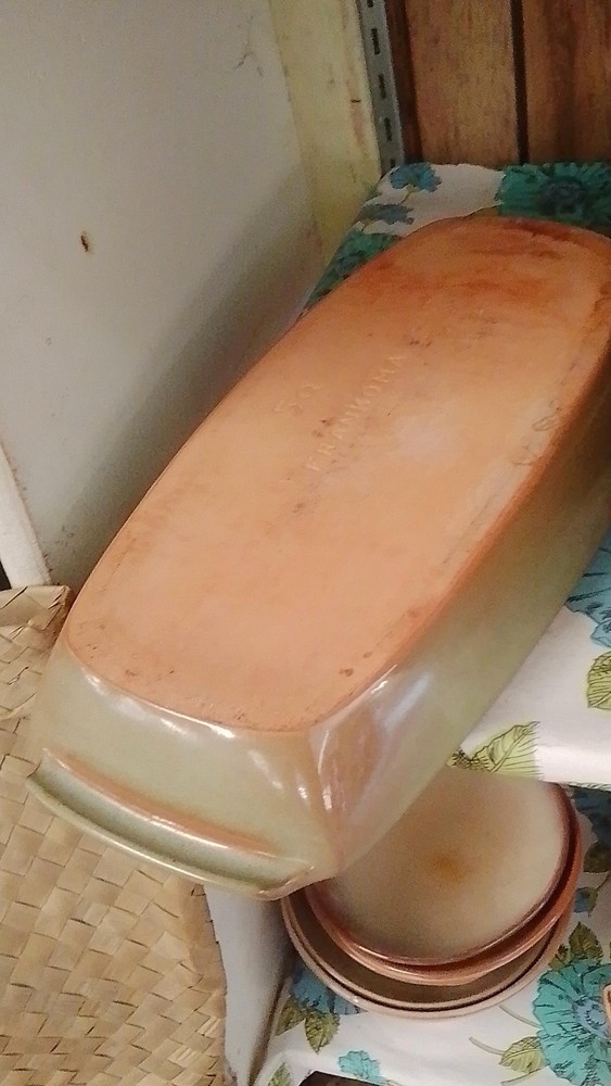 Frankoma 5 qt Ceramic Rectangular Baking Dish Beige Brown Model 5Q