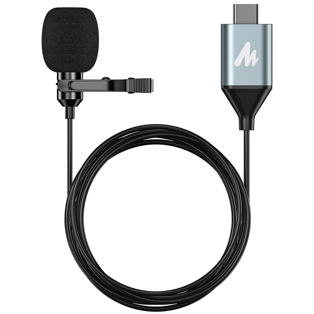 USB C Lavalier Microphone for iPhone 15, iPad, Android, Omnidirectional Conde...
