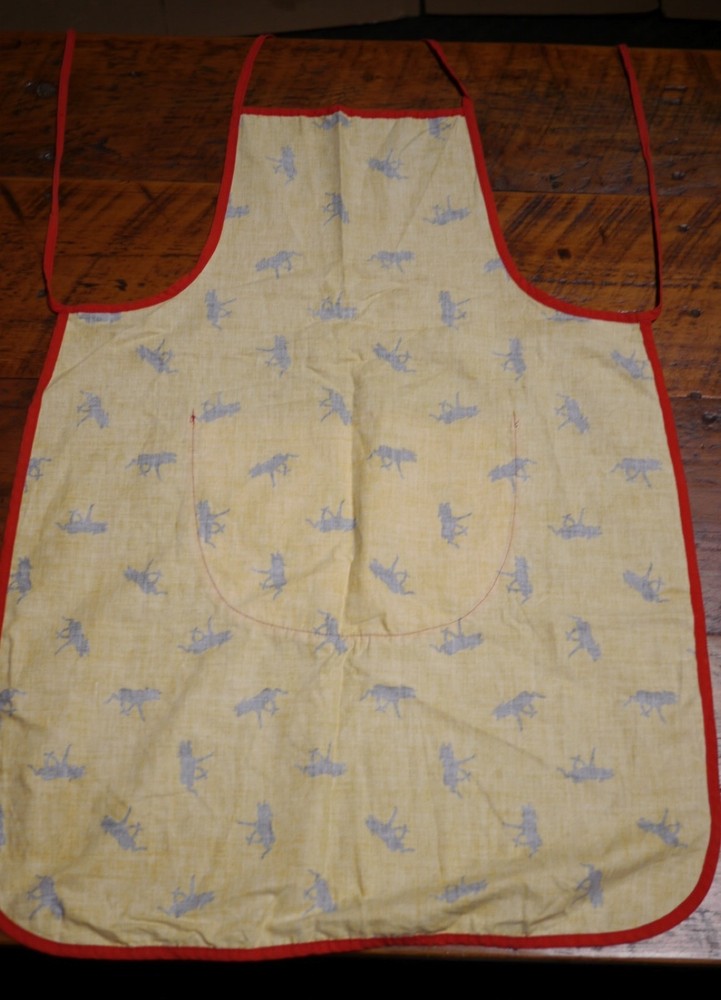 Vintage MOOSE Pattern Yellow Orange Black Cooking Baking Chefs BBQ Apron