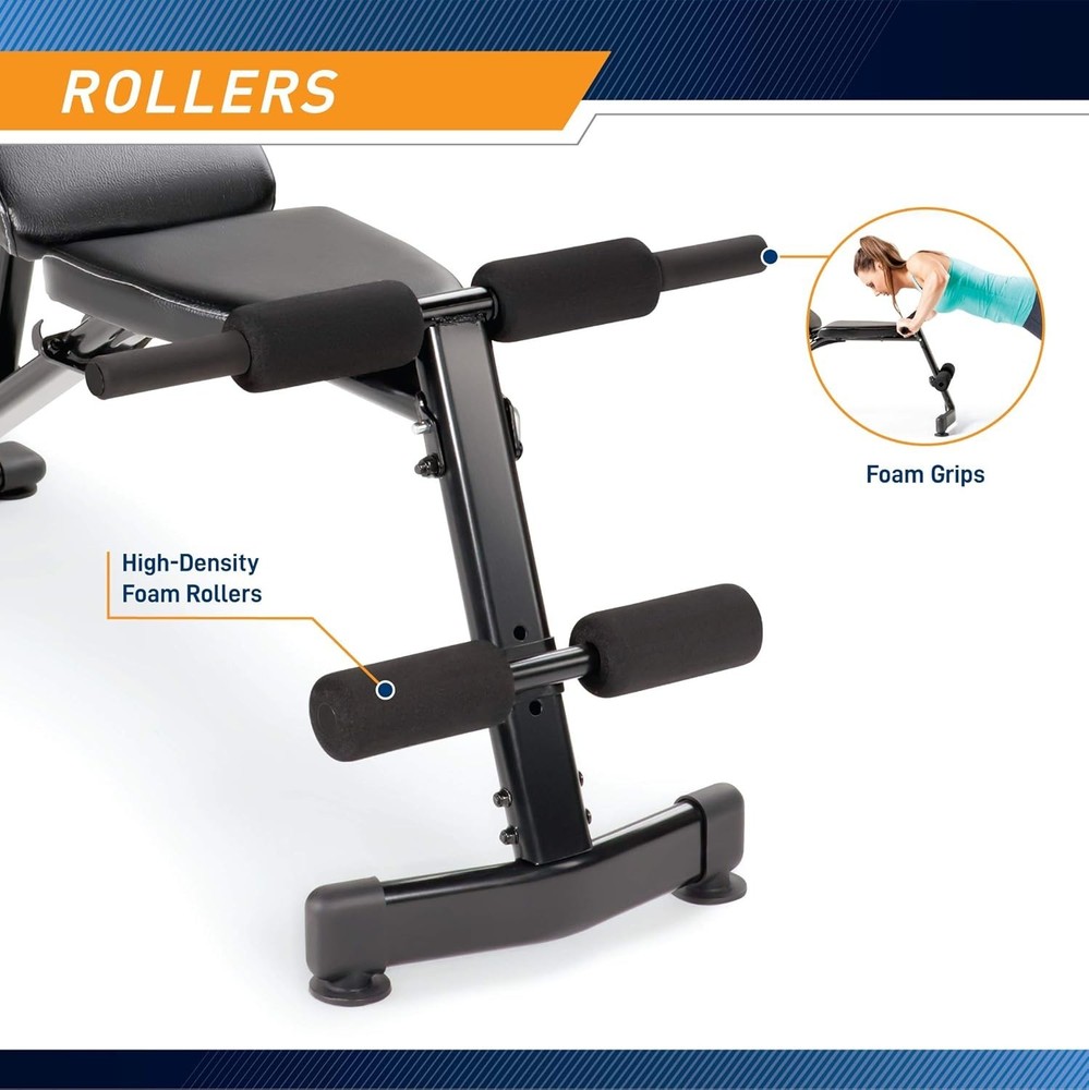 All-in-One Adjustable Workout Bench - Incline, Decline, Flat Exercises - Black