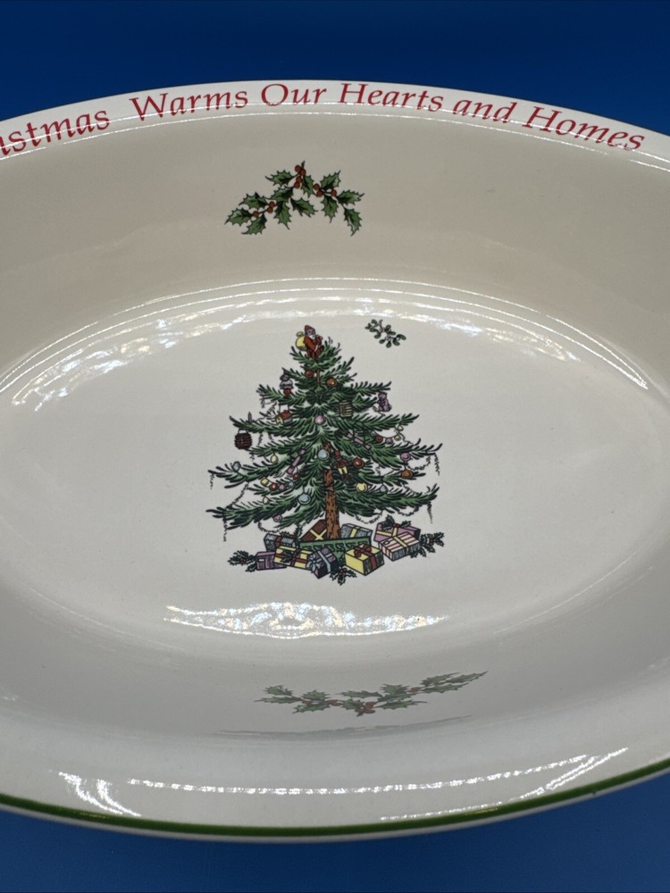 Spode Christmas Tree Sentiment Oval Rim Dish