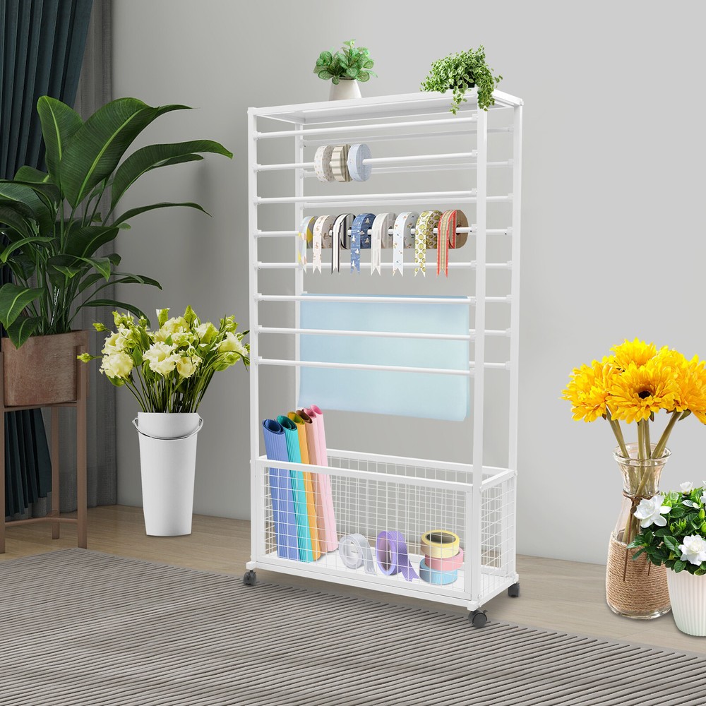 Mobile Ribbon Holder Organizer with Wheels and Ample Storage Space
