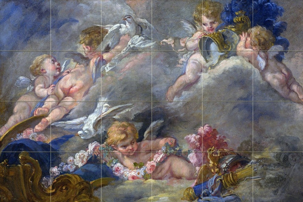 Presenting Venus with Arms for Aeneas Mural Bathroom Backsplash Marble Ceramic