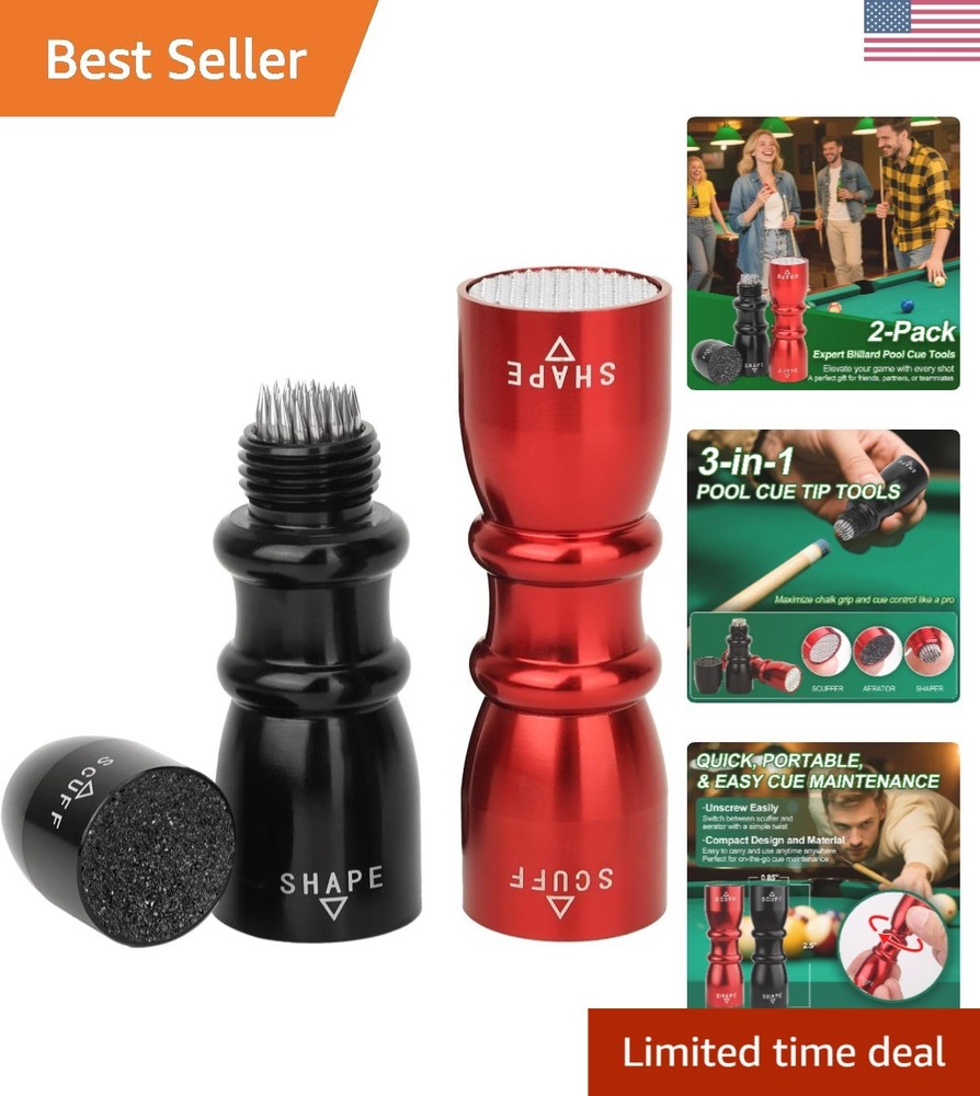 Gift-Ready Pool Cue Tip Tool Set - 2-Pack for Better Billiards Gameplay