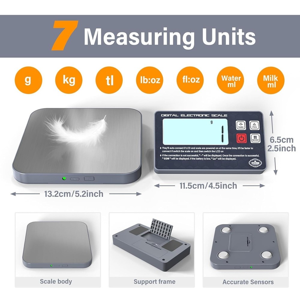 Precision Rechargeable Kitchen Food Scale - Backlit Screen & 5000g Max Capacity
