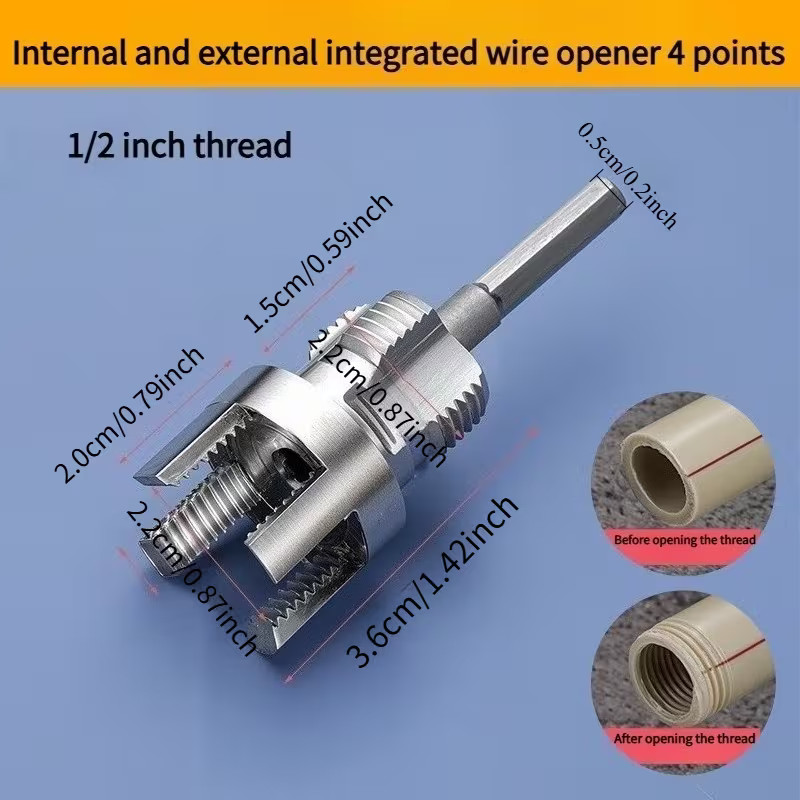 2x Integrated Internal & External Pipe Threading-Tool, PVC Pipe Threader Kit USA