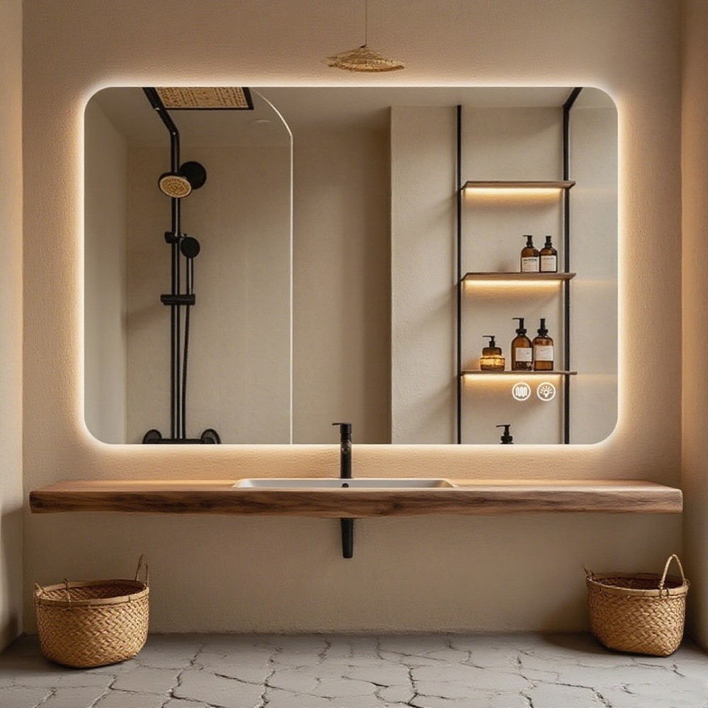 LED Anti-Fog Bathroom Mirror w/3 Color Temperatures, Memory Function & Backlight