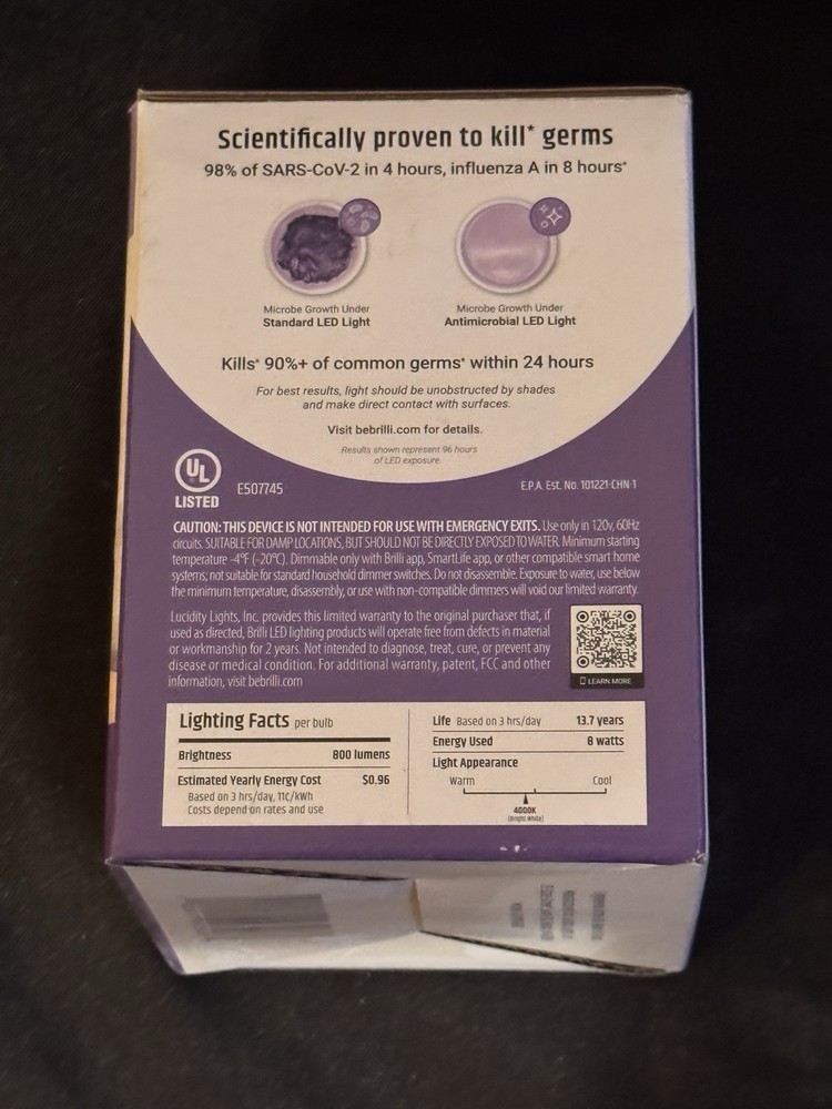 Brilli Wellness BR30/65W E26 Lighting Bright Antimicrobial Smart LED Bulb