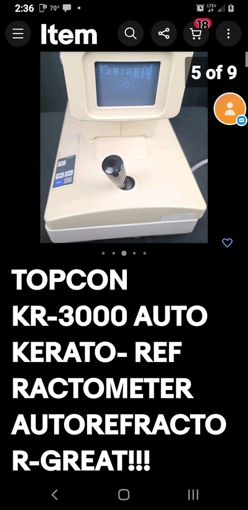 Topcon KR 8000 Auto Kerato-Refractometer