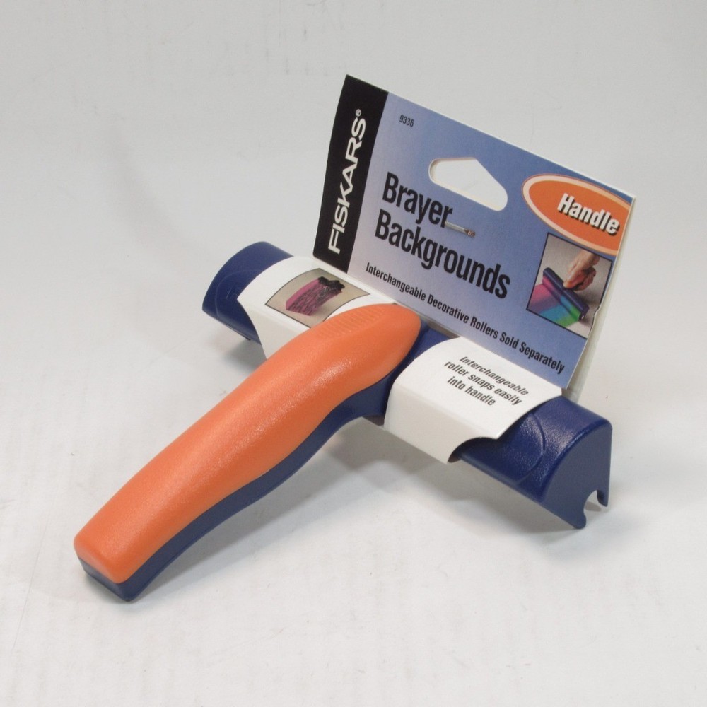 Brayer Backgrounds Roller Handle for Interchangeable Ink Pattern Rollers Fiskars