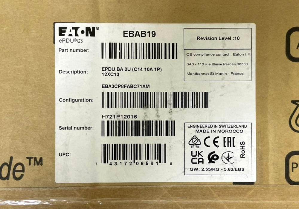 EATON EPDU G3 Power Distribution Unit EBAB19
