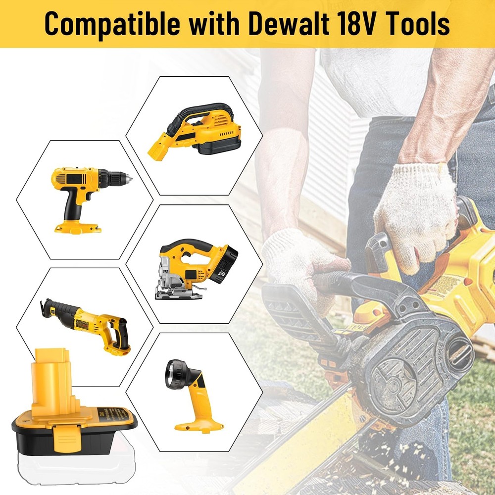 2pack USB Battery Convert Adapter Compatible with Dewalt 20V to 18V tools