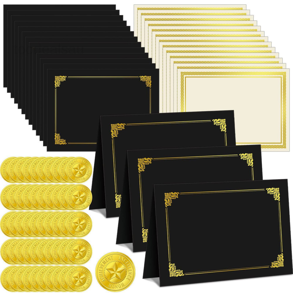 150 Pcs Certificate Kit Include 50 Holders 50 One Size, Black