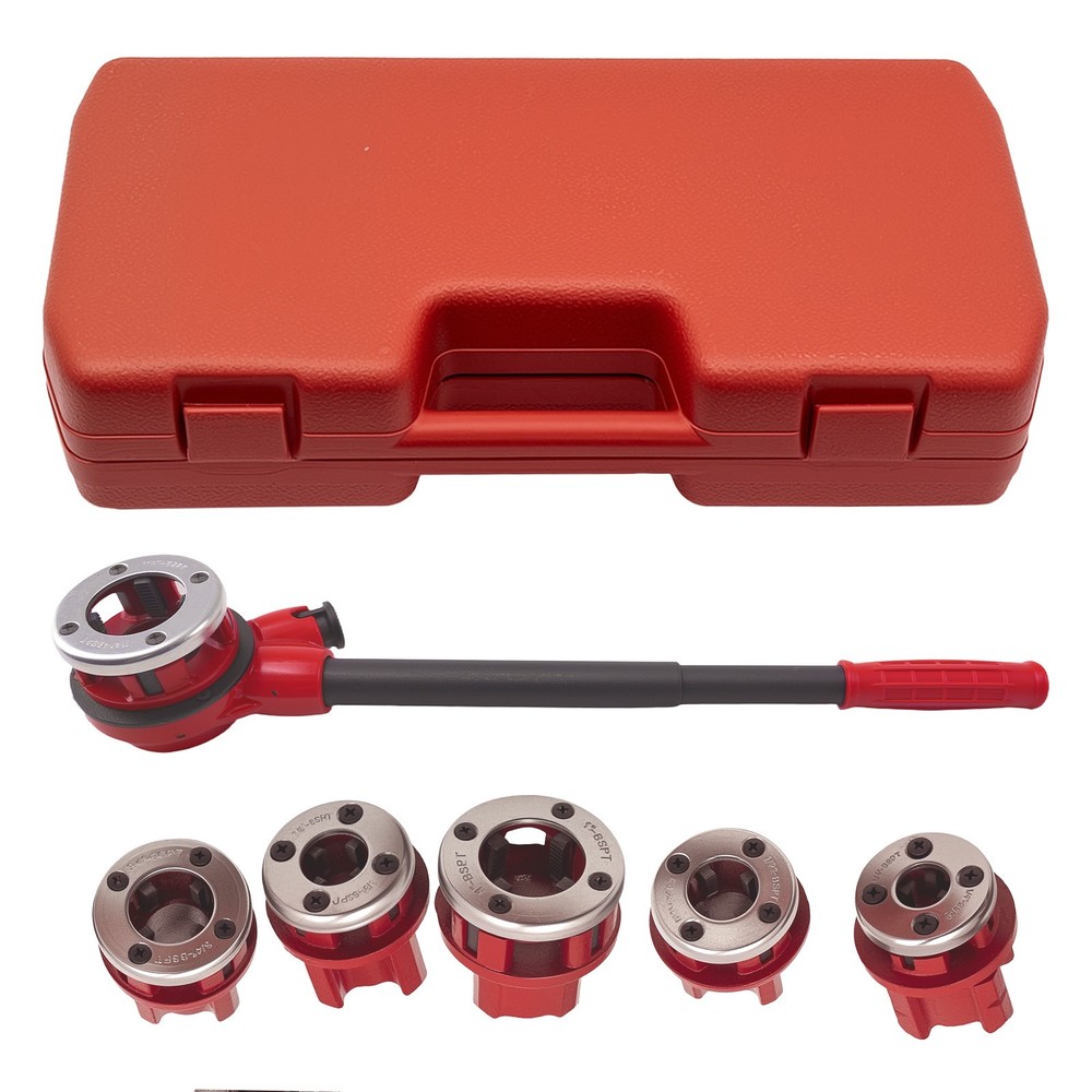 Pipe Threader Ratchet Die Bar Head Handle Tool Kit 1/4'' 3/4'' Pipe Threading