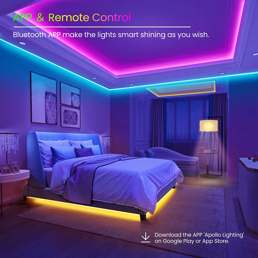 50 FT LED Strip Lights,Bluetooth LED Lights (App+Remote +Mic)