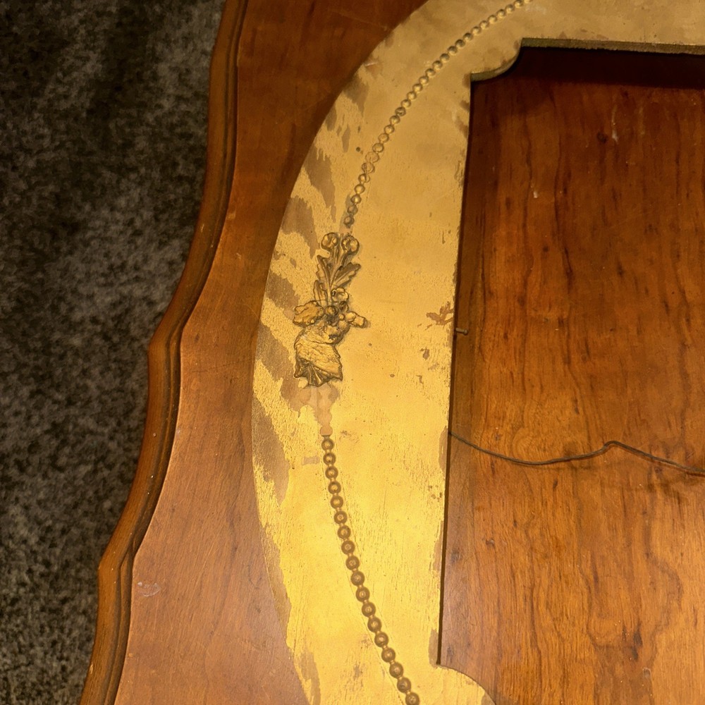 Antique Gold Wood Rectangular Picture Frame Oval Opening Old