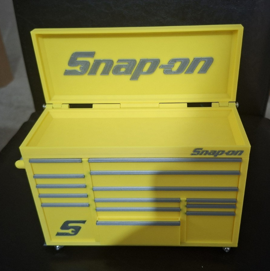 Snap-On Mini High Quality 3D Printed Toolbox (Yellow) (Silver)