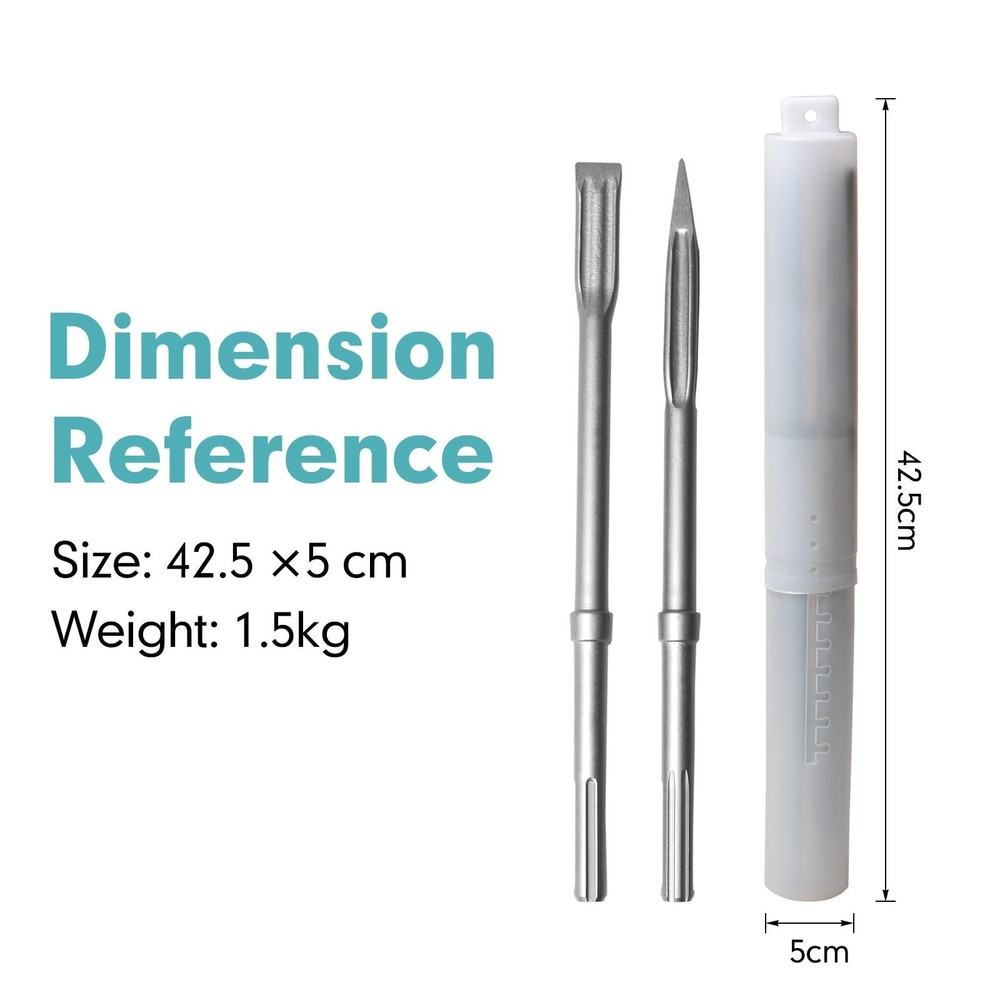 2Pcs SDS-Max Shank Rotary Hammer Chisel Set - 1 Point Chisel & 1 Flat Chisel ...
