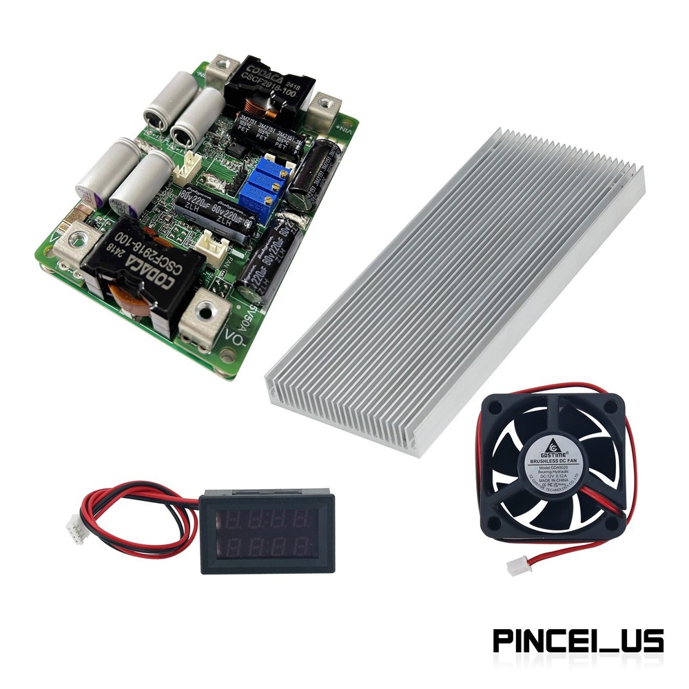DC Automatic Buck-Boost Power Supply Module 50A/65V w/Heat Dissipation Sheet Set