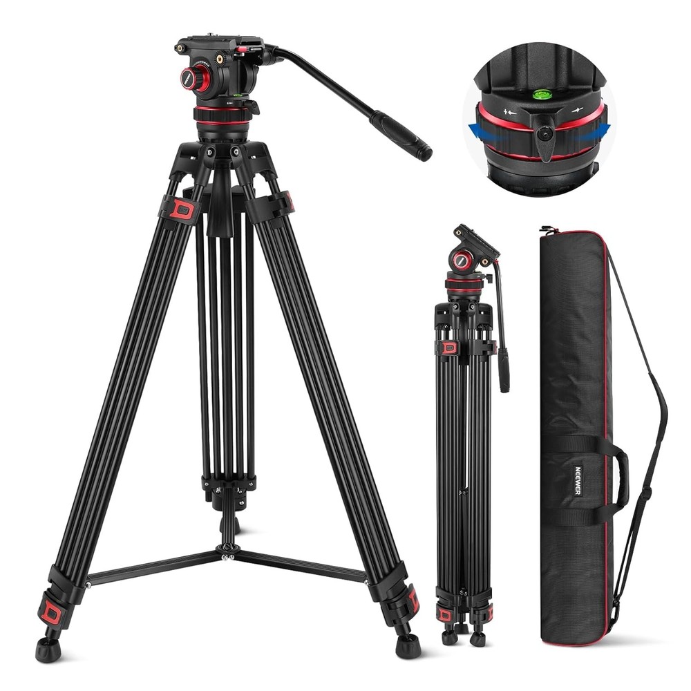 74" Video Tripod with Adjustable Damping Fluid Head with DJI RS Gimbals