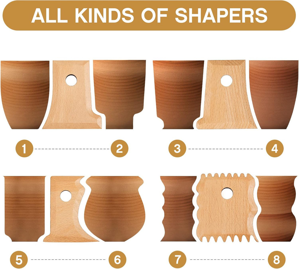 7 Pcs Pottery Tools Pottery Foot Shaper Trimming Tools Profile Rib Bundle Foo...
