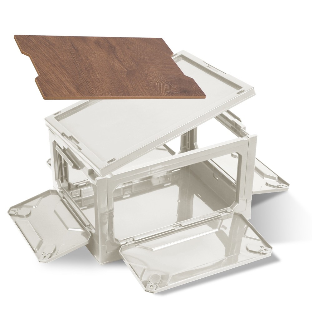 Stackable Storage Bin Outdoor Camping Bin Organizer White/Green Shelf Rack Box