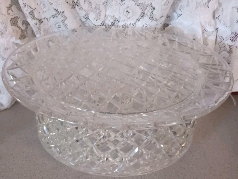 Vintage MCM Clear Acrylic Diamond Pattern Covered Cake Plate & Serving Platter