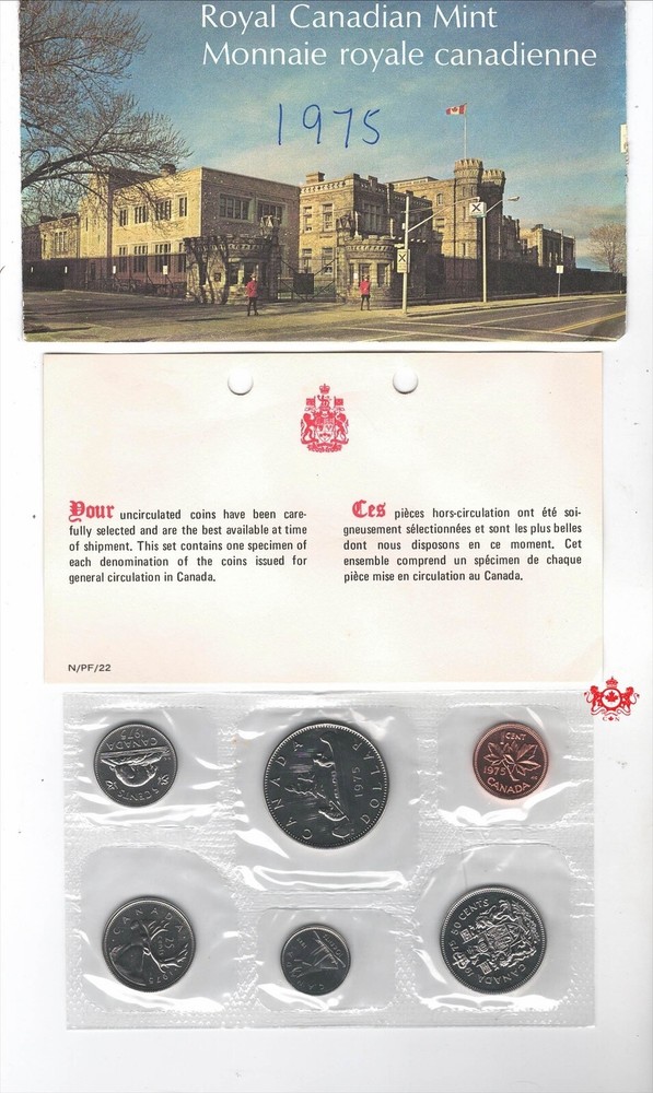 1975 Canada Proof Like Set - Double Date Dollar -