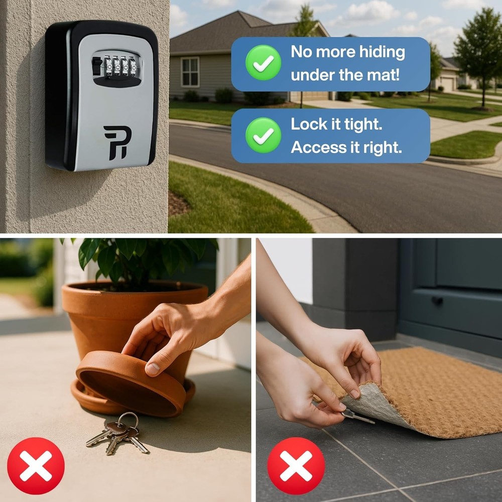 Secure Outdoor Key Lock Box with Combination Code