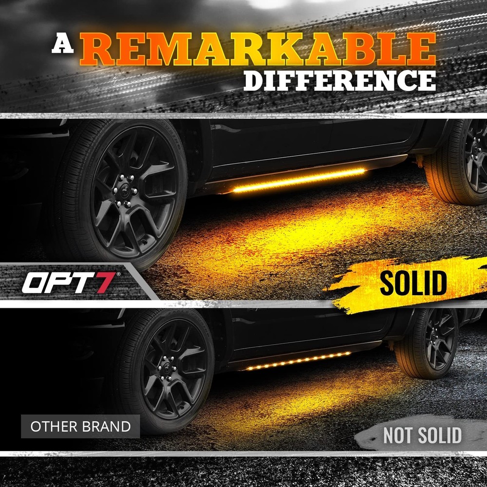 OPT7 Sidekick 78" Running Board Lights 2PCS LED Strips w/Sequential Amber Tur...