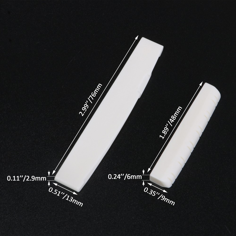 Cattle Bone Slotted Saddle and Nut For 12 String Acoustic Guitar Easy to Install