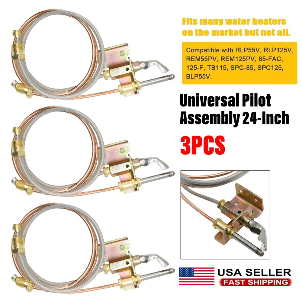 3PCS Universal Pilot Assembly 24-Inch Propane Gas Furnaces Boilers Water Heaters