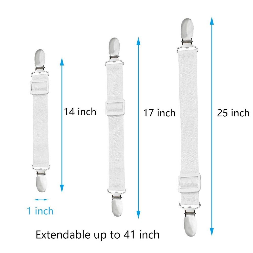 10 Pack Adjustable Bed Sheet Straps Elastic Bed Fitted Sheet Holder with Clips