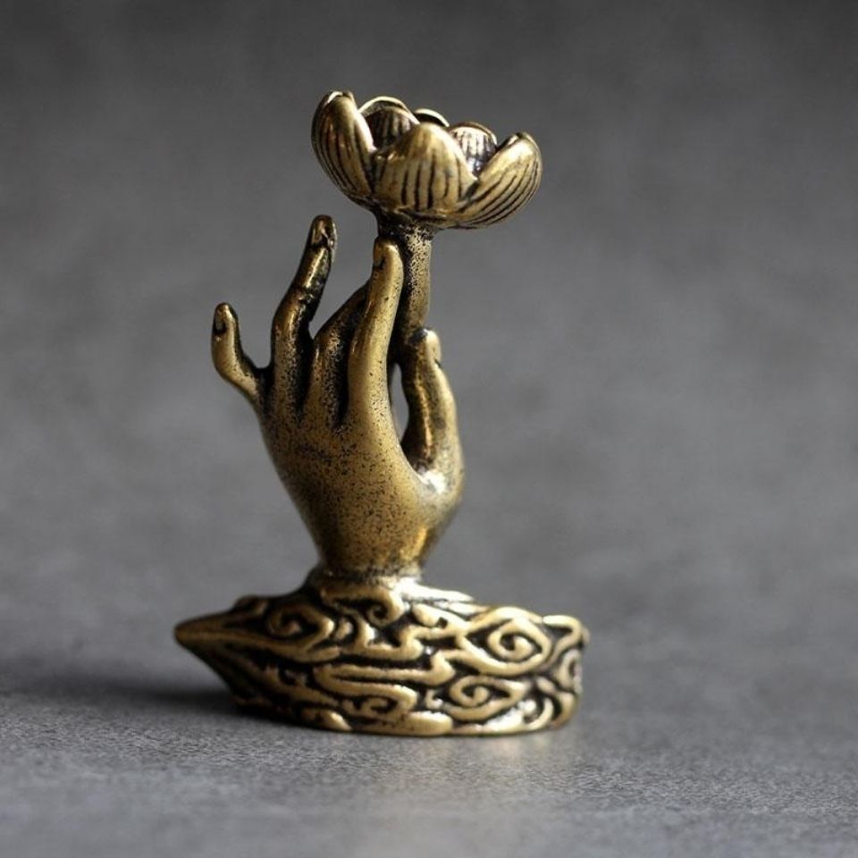 Pure Brass Solid Backflow Aromatherapy Ornament Auspicious Cloud Lotus Bergamot