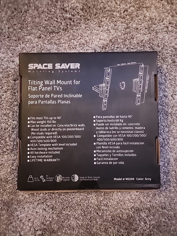 Space Saver Mounting Systems Tilting Panel TV Wall Mount Grey Model #90200