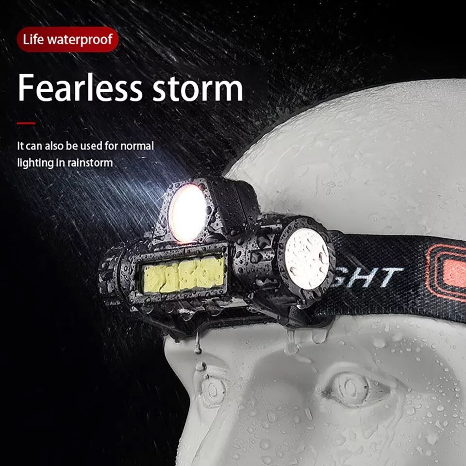 USB Rechargeable Waterproof LED Headlamp Headlight Head Light Flashlight 2 Modes