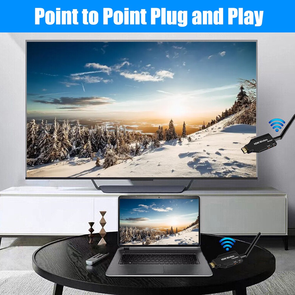 100M Wireless HDMI Video Transmitter & Receiver TV Stick Screen Share Extender~
