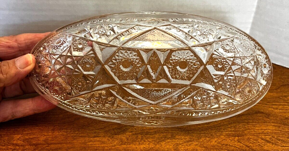 Celery/relish dish crystal oval