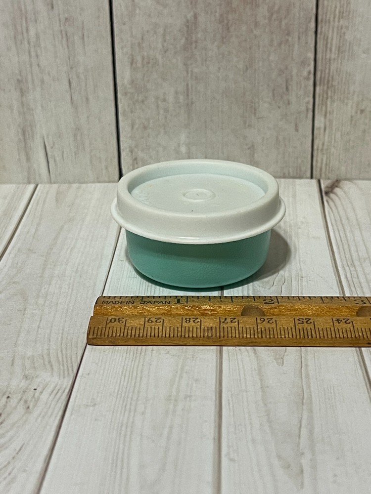 Vintage Tupperware Mini Storage Container - Light Green with white lid