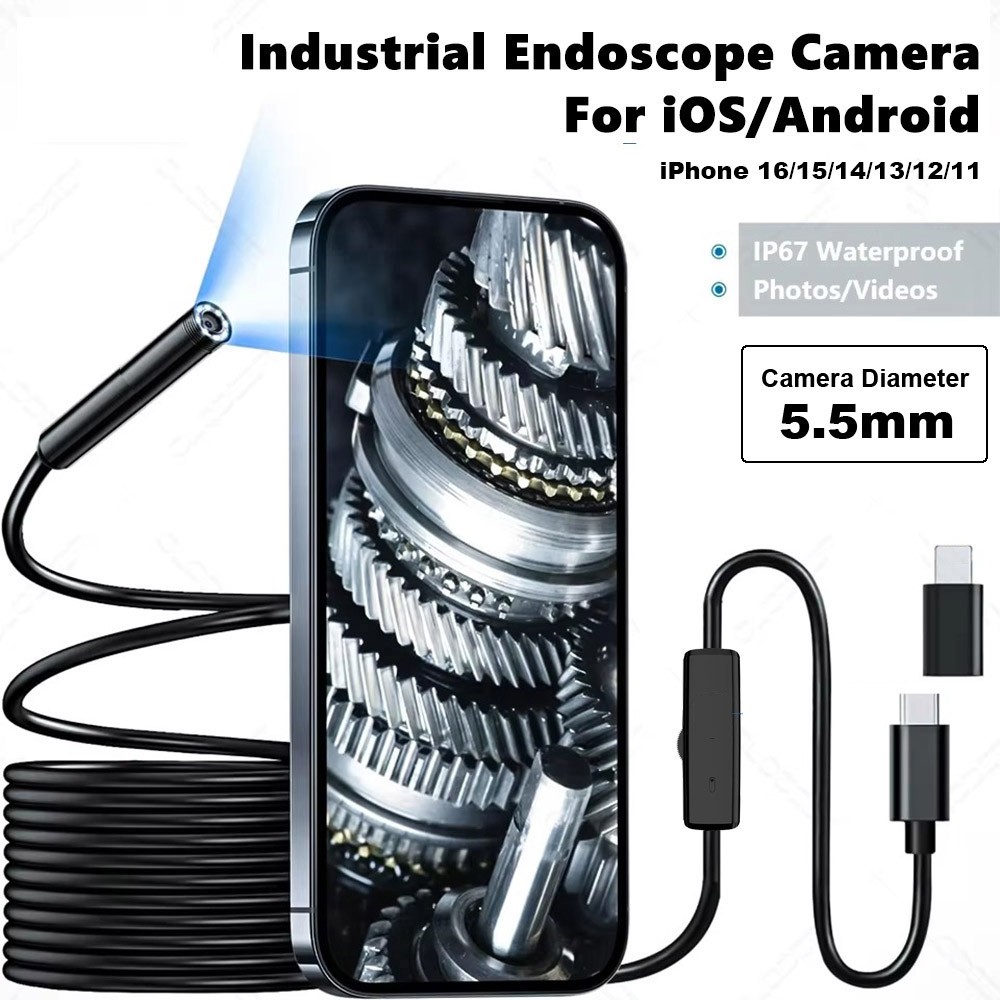 3in1 Borescope Endoscope 8LED Inspection Scope Camera For Android iPhone IOS/PC