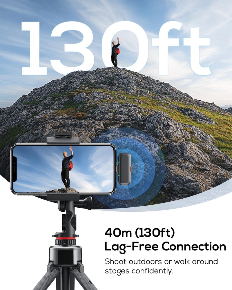 Wireless Lavalier Microphone for iPhone, iPad, Android - USB-C Small, Black