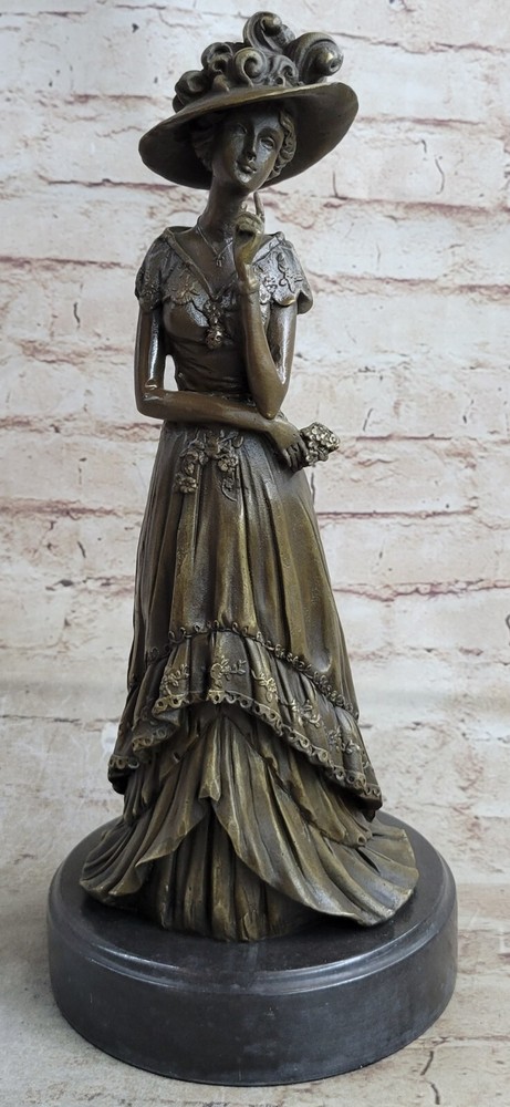 Signed Vitaleh Seductive Flapper Actress Bronze Sculpture Marble Lost Wax Method