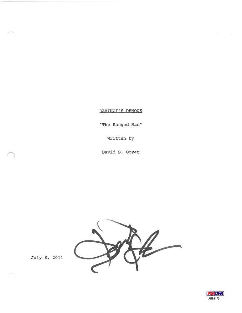 David S. Goyer Signed Davinci's Demons Auto 8.5x11 Script Page 1 PSA/DNA#AB88170