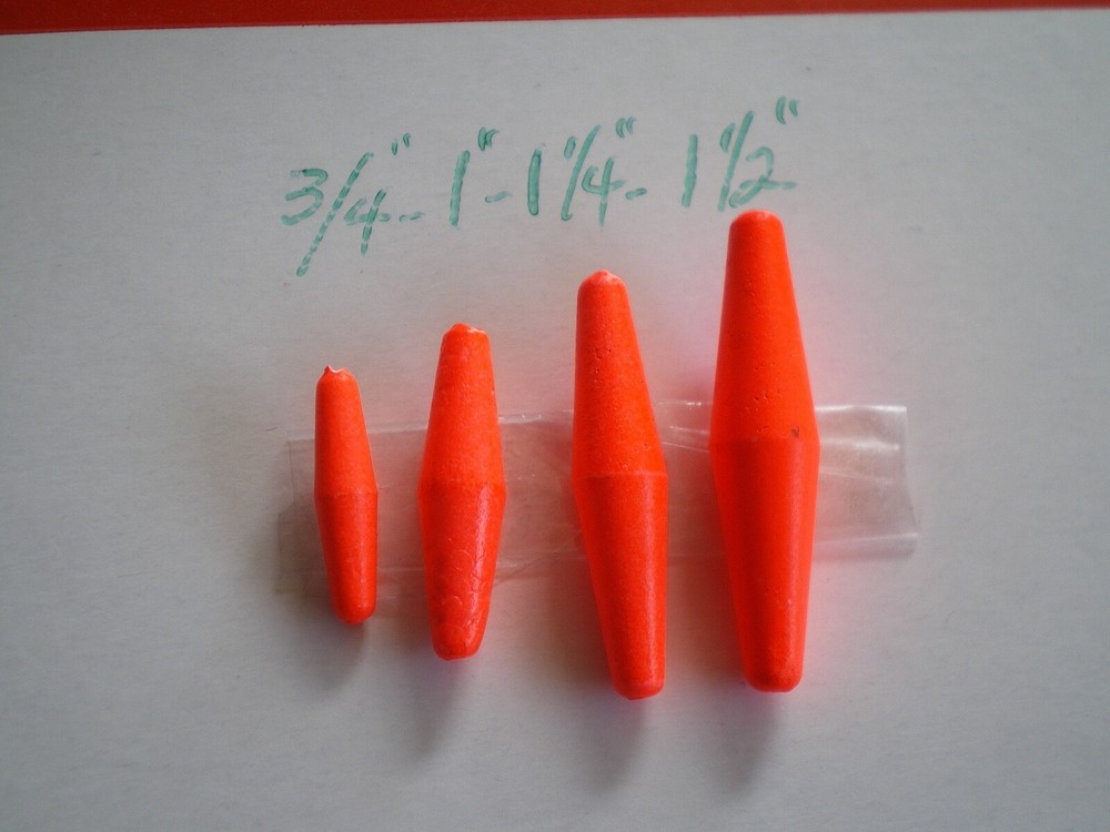 25 PCS. FLUORESCENT RED PEG FLOATS, 3/4" LONG