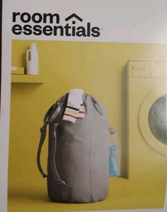 Room Essentials Backpack Laundry Bag gray w/ Straps Adjustable 29” H 24”W Dorm