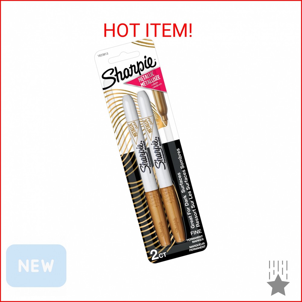 Sharpie Metallic Permanent Markers, Fine Point, Gold, 2 Count