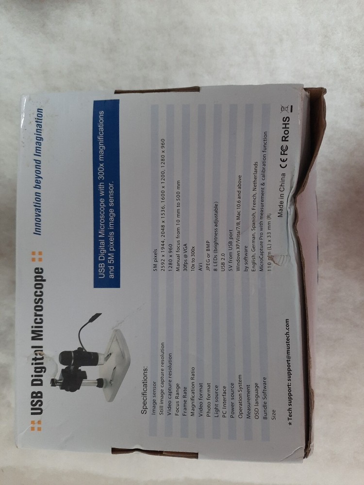 USB Digital Microscope, With 300x Magnifications And 5M Pixels Image Sensor