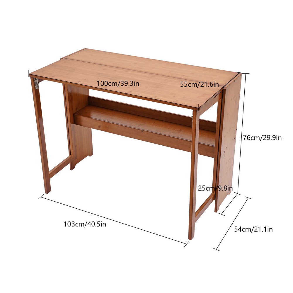 Foldable Bamboo Desk – Space-Saving Home Office Writing Workstation