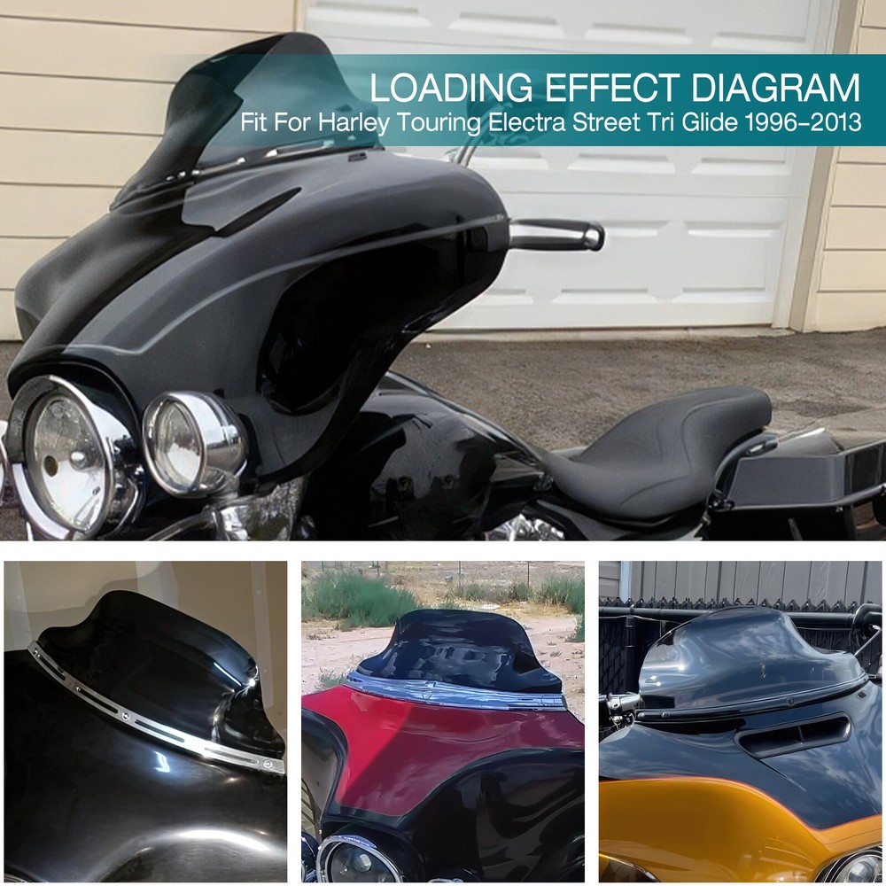 8" Wave Windshield Windscreen For Harley Touring Electra Ultra Glide 1996-2013